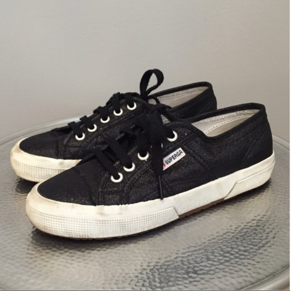 Black/Sparkle Superga Sneakers